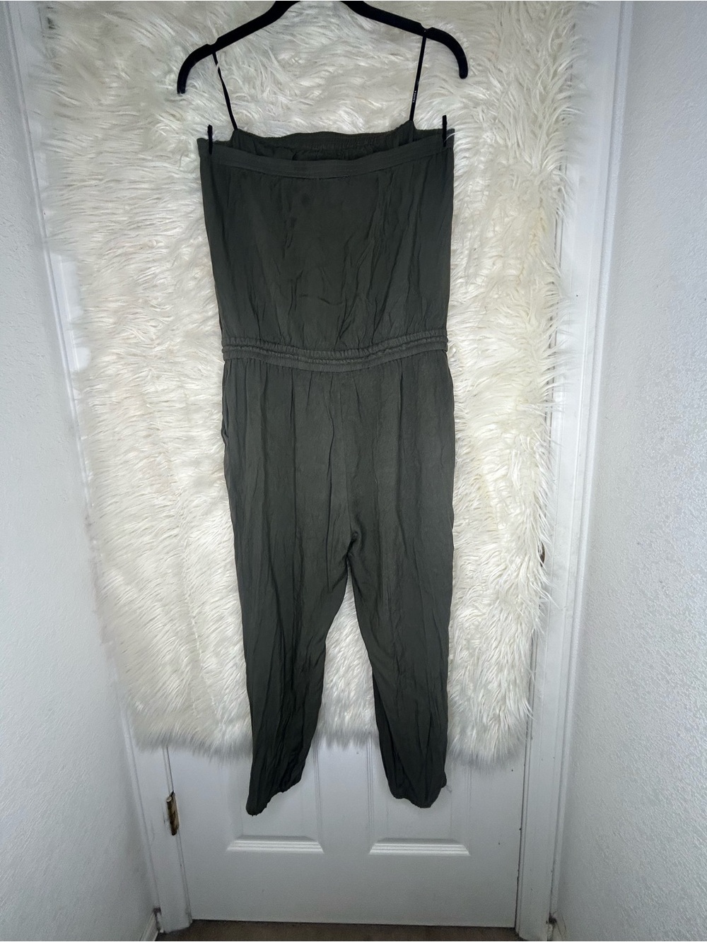 TALULAH Olive Green Strapless Jumpsuit